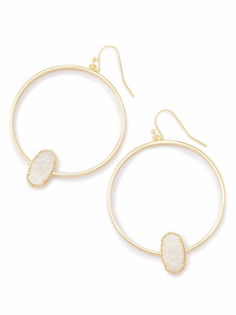 Kendra Scott Elora Gold Hoop Earrings with White Druzy Accent
